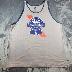 Pabst Blue Ribbon Beer Tank Top Mens 2X Gray Graphic Sleeveless PBR Shirt